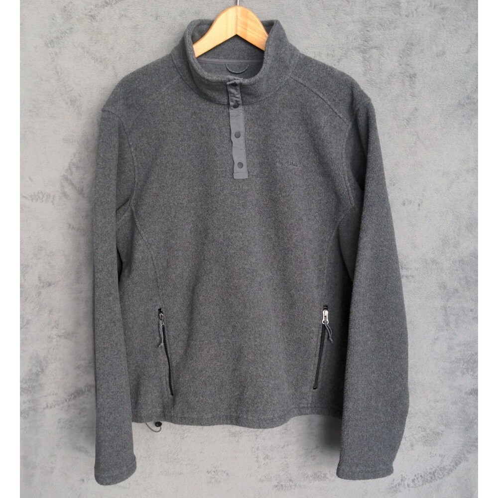 LL Bean Quarter Snap Fleece Pullover Men's Large Gray Polartec Trail 284632